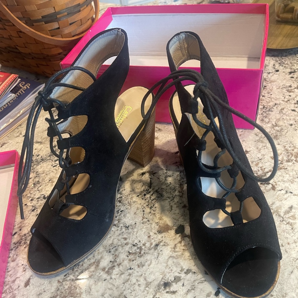 Catherine malandrino copan suede boots bootie black 9 m